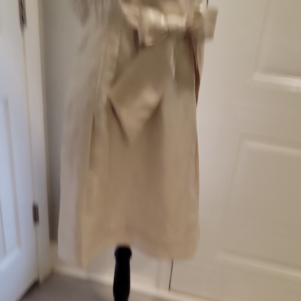 ANTONIO MELANI Cream Metallic Sheen Faux Wrap Dress - Picture 3 of 14